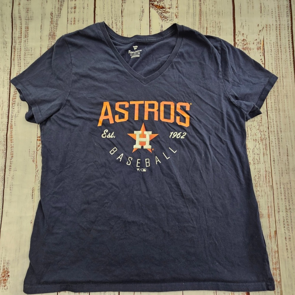 Houston Astros Baseball Blue‎ Short Sleeve Cotton T-Shirt Women's XL